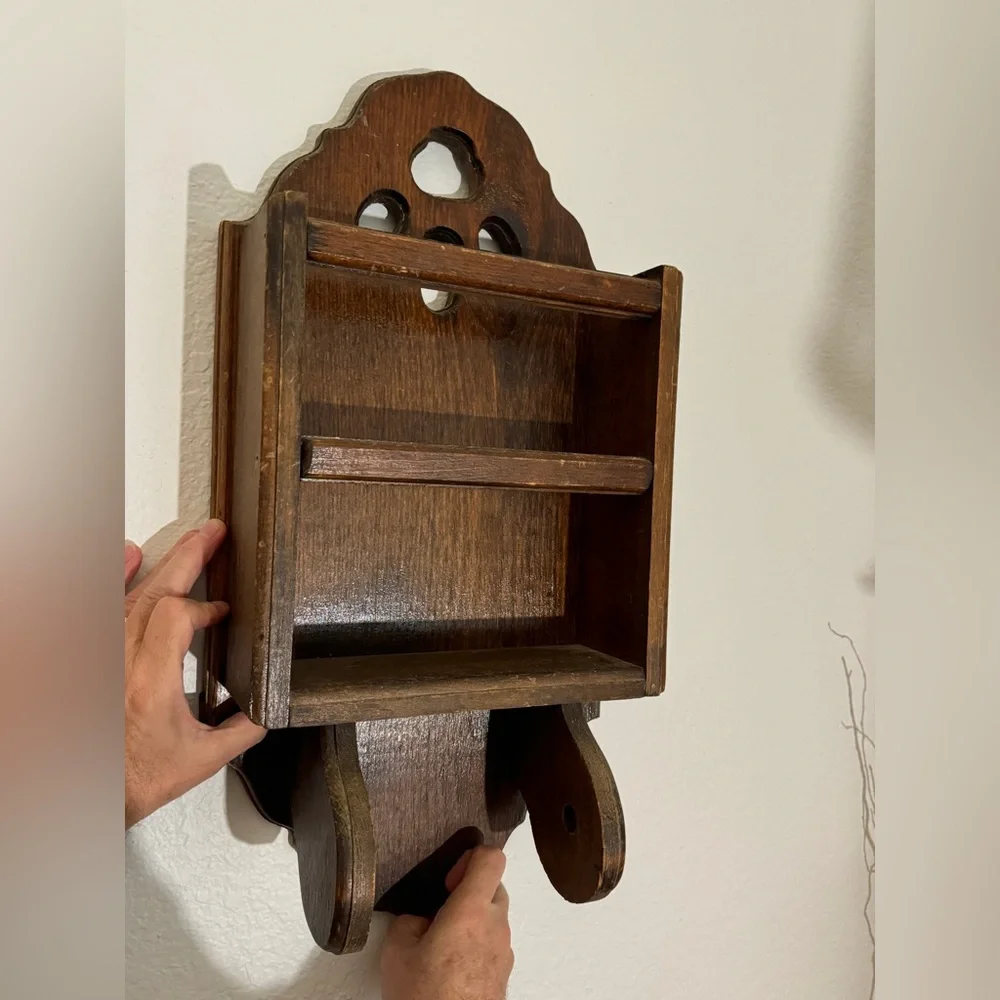 Vintage Brown Wooden toilet paper holder Wall Display Shelf Home Wall Decor